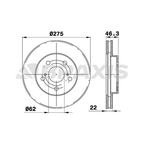 Fren Diski Ön Havalı Toyota Auris Corolla 2007-2012 (275X5)