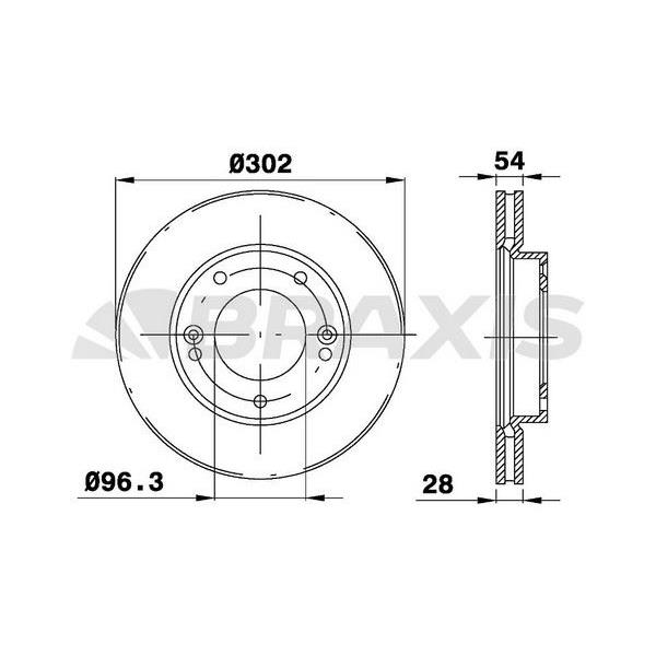 Fren Diski Ön Havalı Kia Sorento 2.5 Crdi 02> (302 X 28 X 26 X 96.3 X 54)