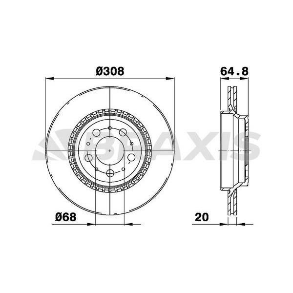 Fren Diski Arka Volvo Xc90 2.5T 3.2Awd D3 D5 T6 (2002=> 2012) / (17 Jant) / (308X20x5dlxhavalı