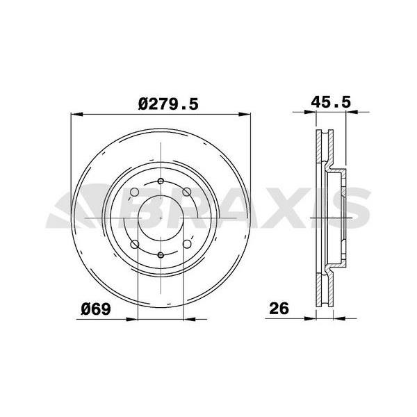 Fren Diski Ön Havalı Lancer Sedan Cs A 1.3 09 / 03 Lancer Kombı Cs W 1.6 / 2.0 09 / 03 Galant Vı 2