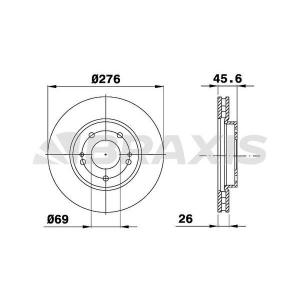 Fren Diski Ön Mitsubishi Lancer 1.6 2.0 03-08 Outlander 2.0 2.4 03-06 (276X5)