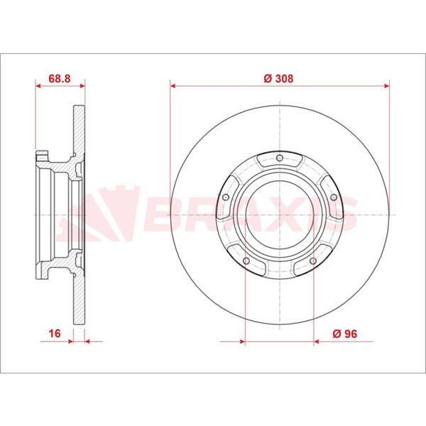 Fren Diski Arka Transit Custom V362 2,2Tdcı 13 /> Uzun Sase Abslı O,Ceker Cap: (308 X 16)