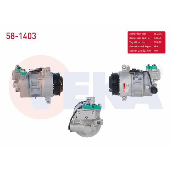 Klima Kompresoru 6Pk 100Mm Bmw 1 Serisi (E87) 118D - 120D 2003-2012/ 3 Serisi (E90) 320D 2005-2011