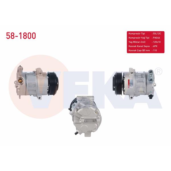 Klima Kompresoru 6Pk 110Mm Alfa Romeo Mıto 2013- Fiat Doblo 1.3 Mjt 2010-2015- / Linea 1.3 Mjt 2007-/ Punto 1.3 Mjt 2012-/ Fiorino 1.3 Mtj 2007-2016- / Opel Combo D 1.3 Cdtı 2012-2016-