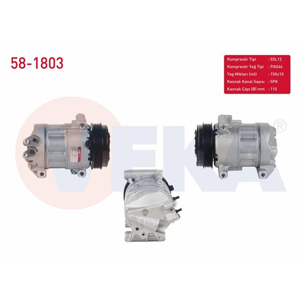 Klima Kompresoru 5Pk 110Mm Fiat Egea 1.4 16V 2015-/ 500L 0.9 - 1.4 2012-