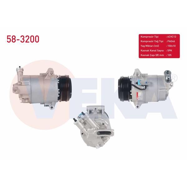 Klima Kompresoru 5Pk 105Mm Opel Astra G 1.6 16V 1998-2005/ Astra H 1.6 T 2004-2010/ Merıva A 1.6 2003-2010/ Zafıra B 1.6 2005-2011