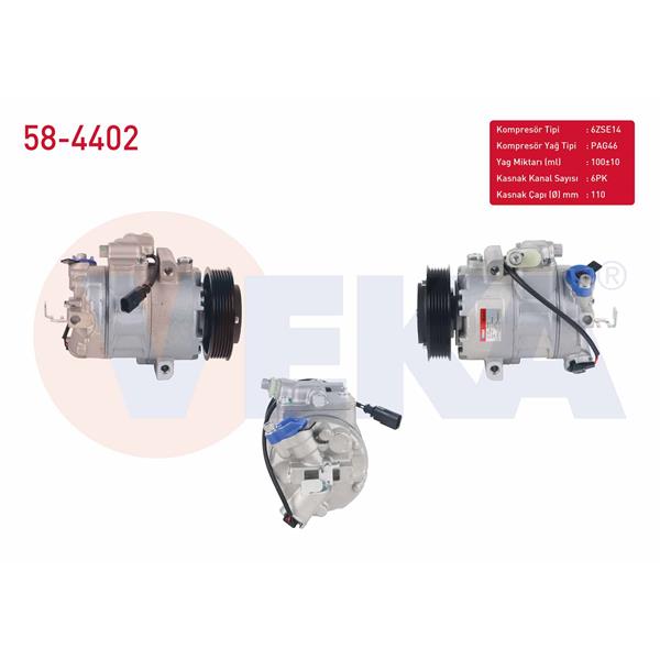 Klima Kompresoru 6Pk 110Mm Volkswagen Golf Iv 1.6İ 1997-2005/ Polo 1.4 Tdı 2001-2012/ Seat Cordoba 1.4 16V - 1.6 1999-2002/ ibiza Iıı 1.6 1999-2002