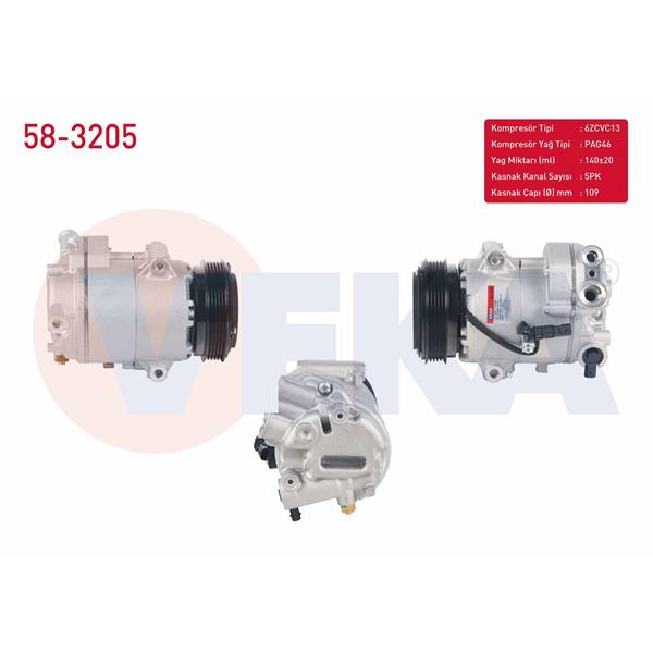 Klima Kompresoru 5Pk 109Mm Opel Astra J 1.4İ 2009-2016/ insignia 1.4 T 2008-/ Merıva B 1.4 2010-/ Chevrolet Cruze 1.4 2011-2014