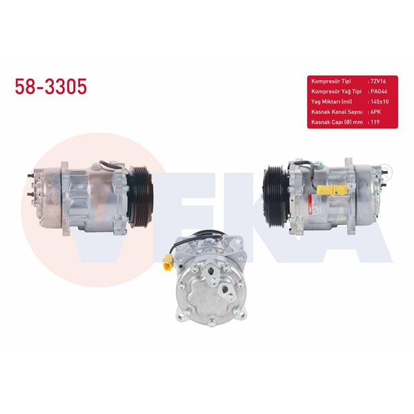 Klima Kompresoru 6Pk 119Mm Citroen Berlıngo 1.9 D 1996-2008/ C5 I 2.0 Hdı 2001-2004/ Jumpy Iı 1.6 Hdı 2006-/ Fiat Ducato 2.2 Jtd 2002-2006/ Peugeot 307 1.6 Hdı 2000-2007/ Partner 1.9 D 1996-2008