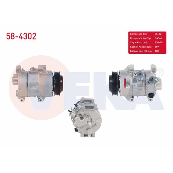 Klima Kompresoru 5Pk 100Mm Toyota Avensis (T25) 2.0 D-4D 2003-2008 / Verso 2.0 D-4D 2004-2009