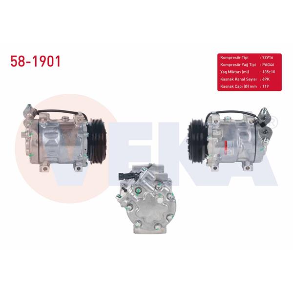Klima Kompresoru 6Pk 119Mm Ford Focus Iı 1.6 Tdcı 2004-2011/ Fiesta V 1.6 Tdcı 2001-2008/ C-Max I 1.6 Tdcı 2007-2011/ Volvo S40 Iı 1.6 D 2004-2012