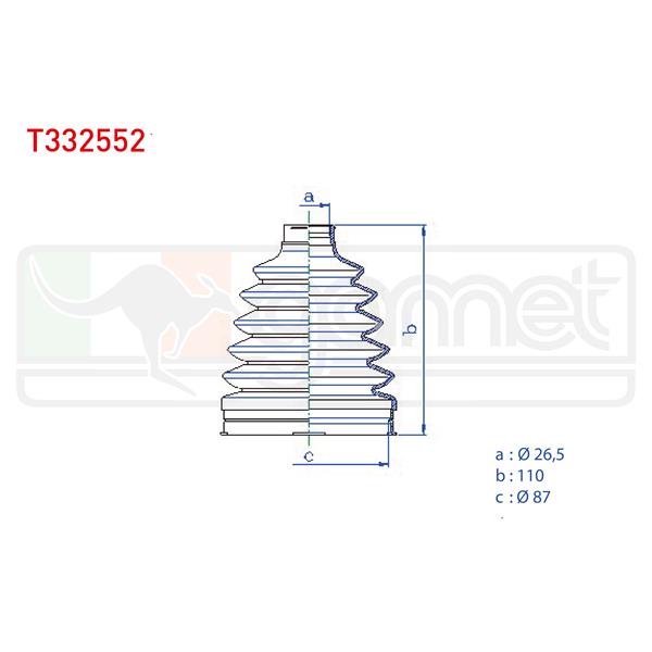 Aks Körüğü Kiti Dış Termoplastik Dacia Duster 1.5 Dcı 26,5X110x87 2012-/ Megane Iıı (Bz0) 1.9 Dcı 2008-2015/ Scenic Iıı (Jz0/1) 1.4İ 16V 2009-/ Laguna Iıı (Bt0/1) 2.0İ 16V 2007-