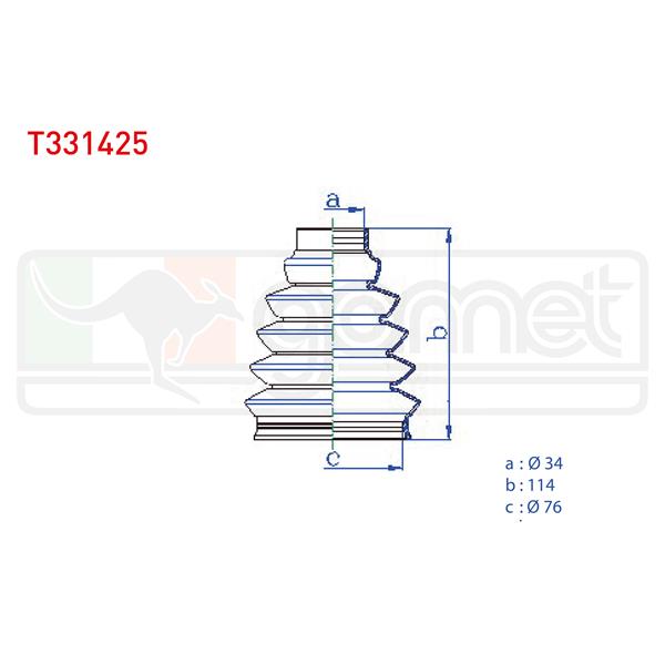 Aks Körüğü Kiti Dış Termoplastik Citroen Berlıngo (M) 1.6 Hdı 34X114x76 1996-2008 / C3 Iı 1.4 Hdı 2009-2016 / Peugeot 207 (Wa,Wc) 1.4 Hdı 2006-2012 / Partner (5) 1.9 D 1996-2008