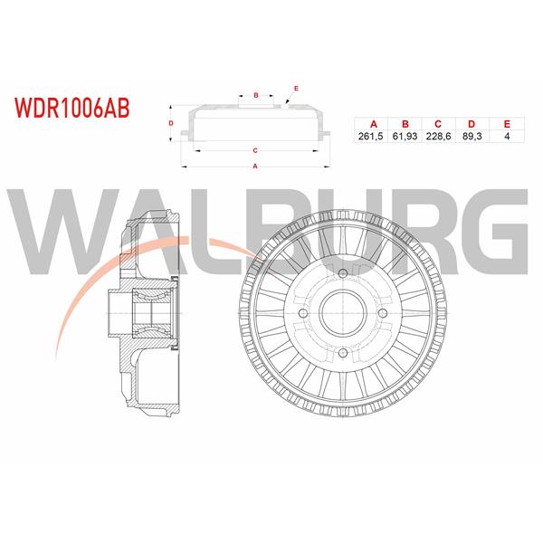 Fren Kampanası Arka Rulmanlı Abs Okuyuculu Tırnaklı 4 Delik 261,5X61,93X228,6X89,3 Renault Clio Iv 1.2 Tce - 1.5 Dcı 2012 / Kangoo 1.5 Dcı 2008- / Captur 1.2 - 1.5 Dcı 2013-