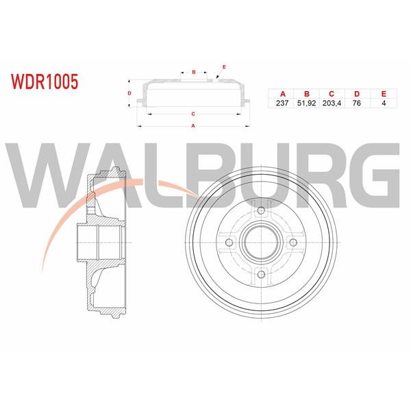 Fren Kampanası Arka 4 Delik 237X51,92X203,4X76 Renault Clio Iıı 1.2İ 16V - 1.4İ 16V - 16İ 16V - 1.5 Dcı 2005-2012 / Modus 1.4İ 16V - 1.6İ 16V - 1.5 Dcı 2004-